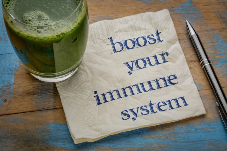napkin printed with boost your immune system with a green smoothie